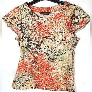 To The Max Orange Multicolored Short Sleeve Shirt Sz S